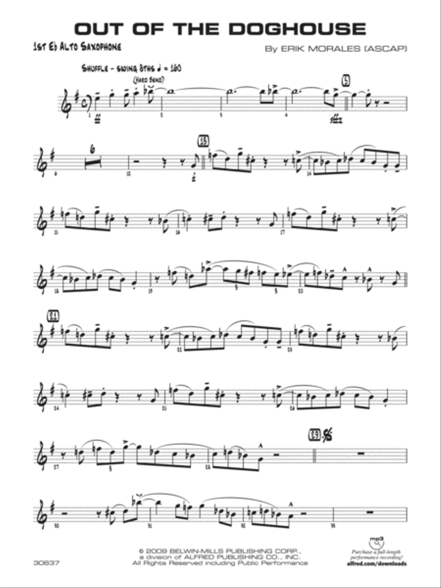 Out of the Doghouse: E-flat Alto Saxophone Jazz Ensemble scores gallery preview page 1