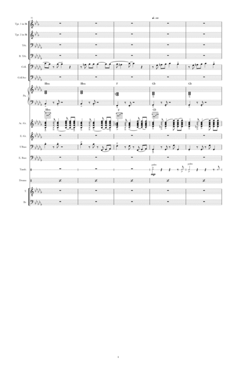 Bossa Bravado; Allegretto in Bb Minor; for Jazz Ensemble , Cello’s & Group Vocals image number null