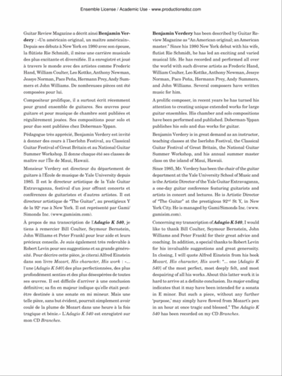 Adagio K. 540 Classical Guitar scores gallery preview page 2