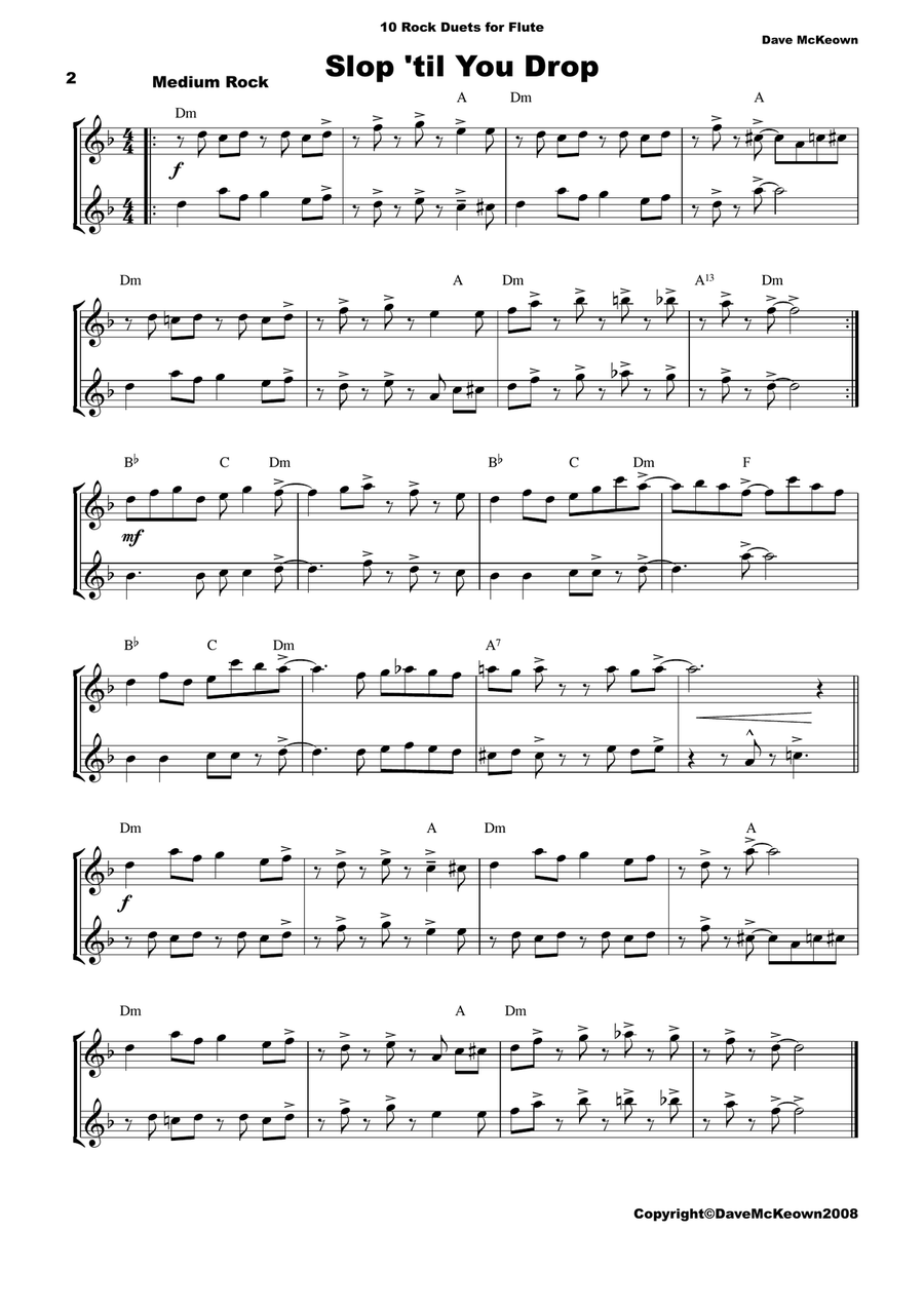 10 Rock Duets for Flute Flute Duet scores gallery preview page 2