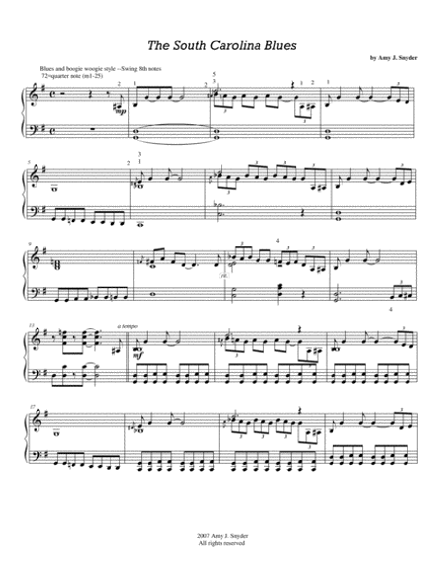 The South Carolina Blues Piano Solo scores gallery preview page 2