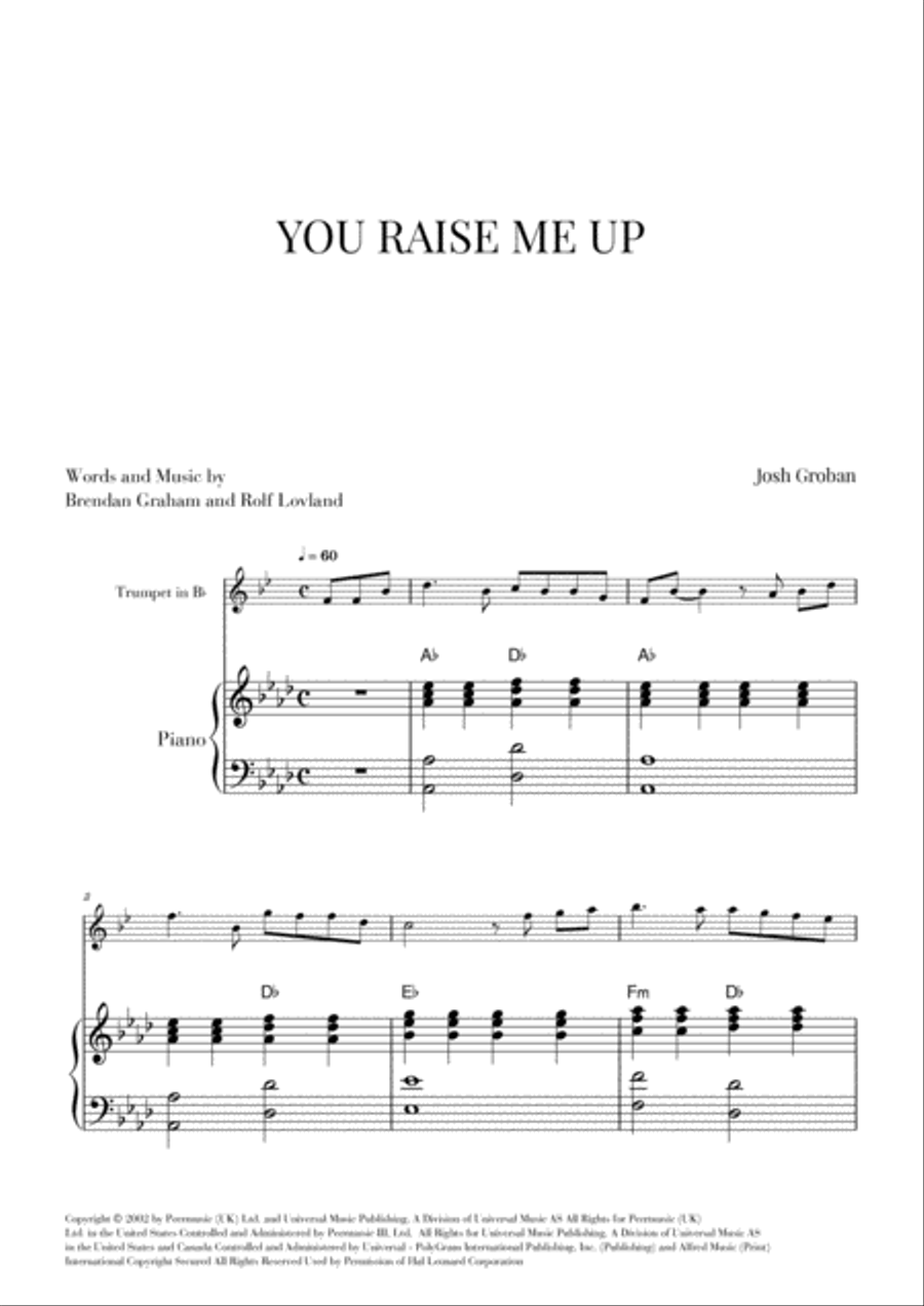 You Raise Me Up You Raise Me Up Trumpet Solo scores gallery preview page 1