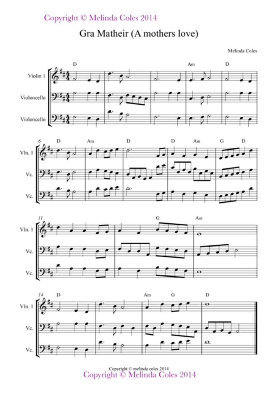 A Mothers Love A Mothers Love String Trio scores gallery preview page 1