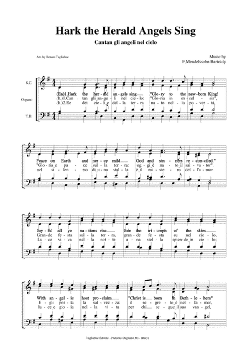 HARK THE HERALD ANGELS SING - Christmas Carol - Arr. for SATB Choir image number null