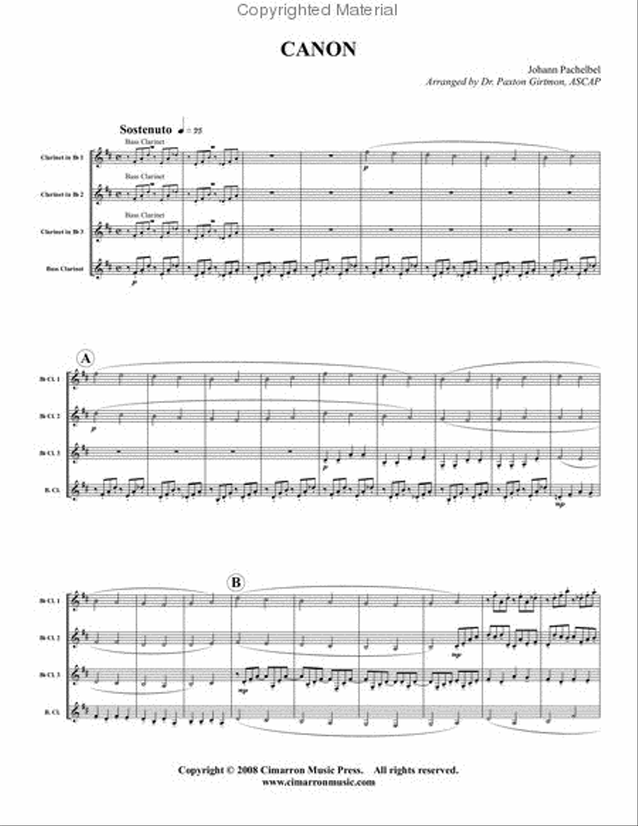 Canon Canon Clarinet Quartet scores gallery preview page 2