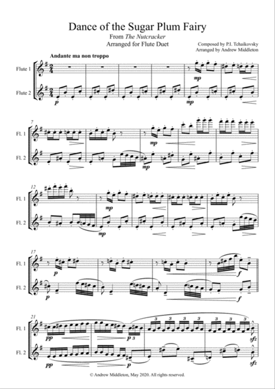 Dance of the Sugar Plum Fairy arranged for Flute Duet Flute Duet scores gallery preview page 3