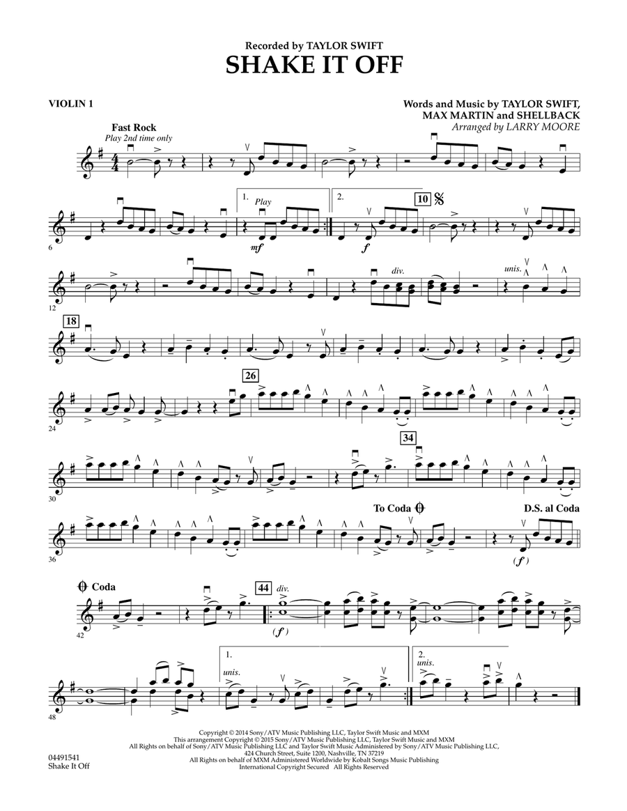 Shake It Off - Violin 1 Orchestra scores gallery preview page 1
