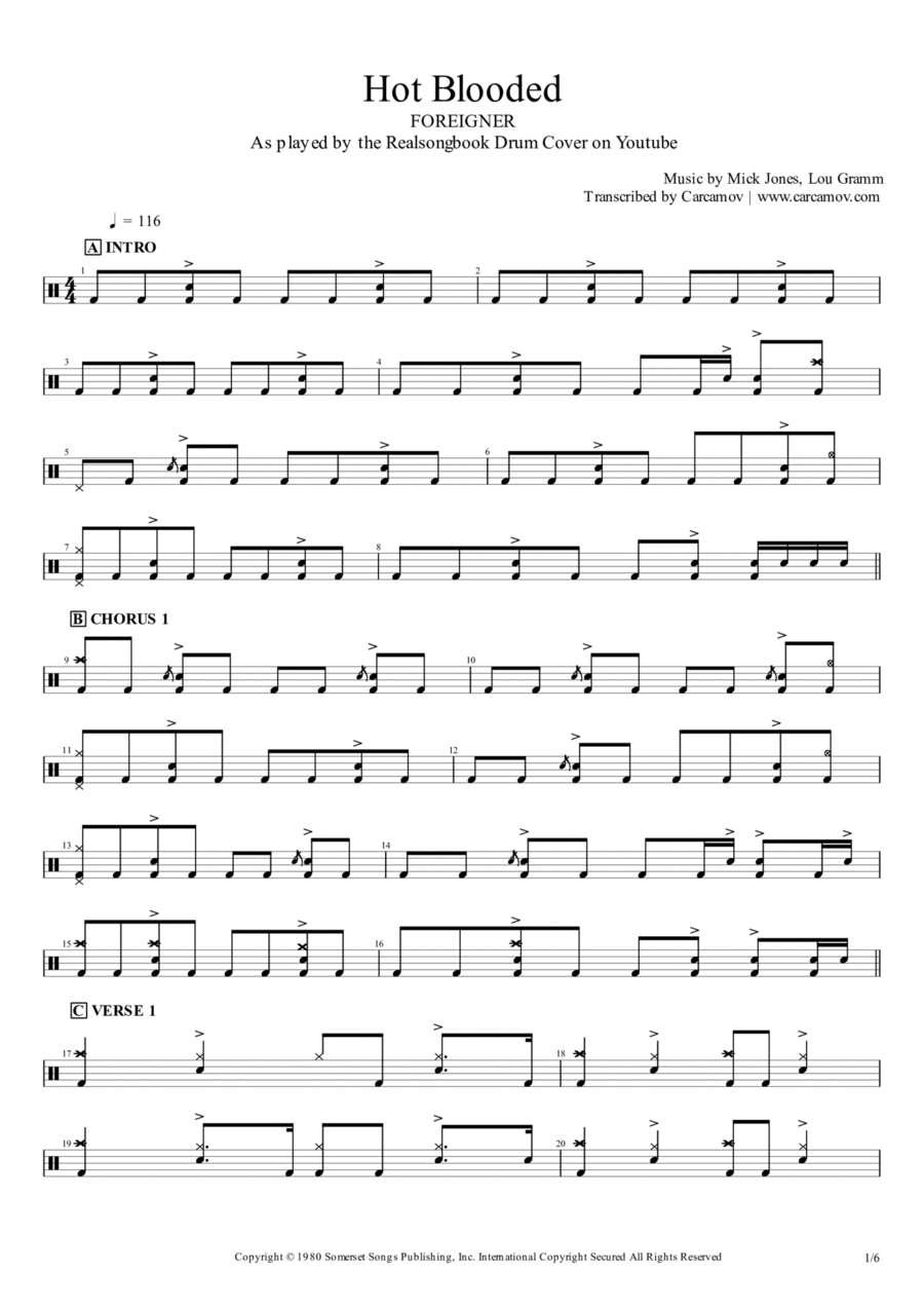 Hot Blooded Drum Set scores gallery preview page 1