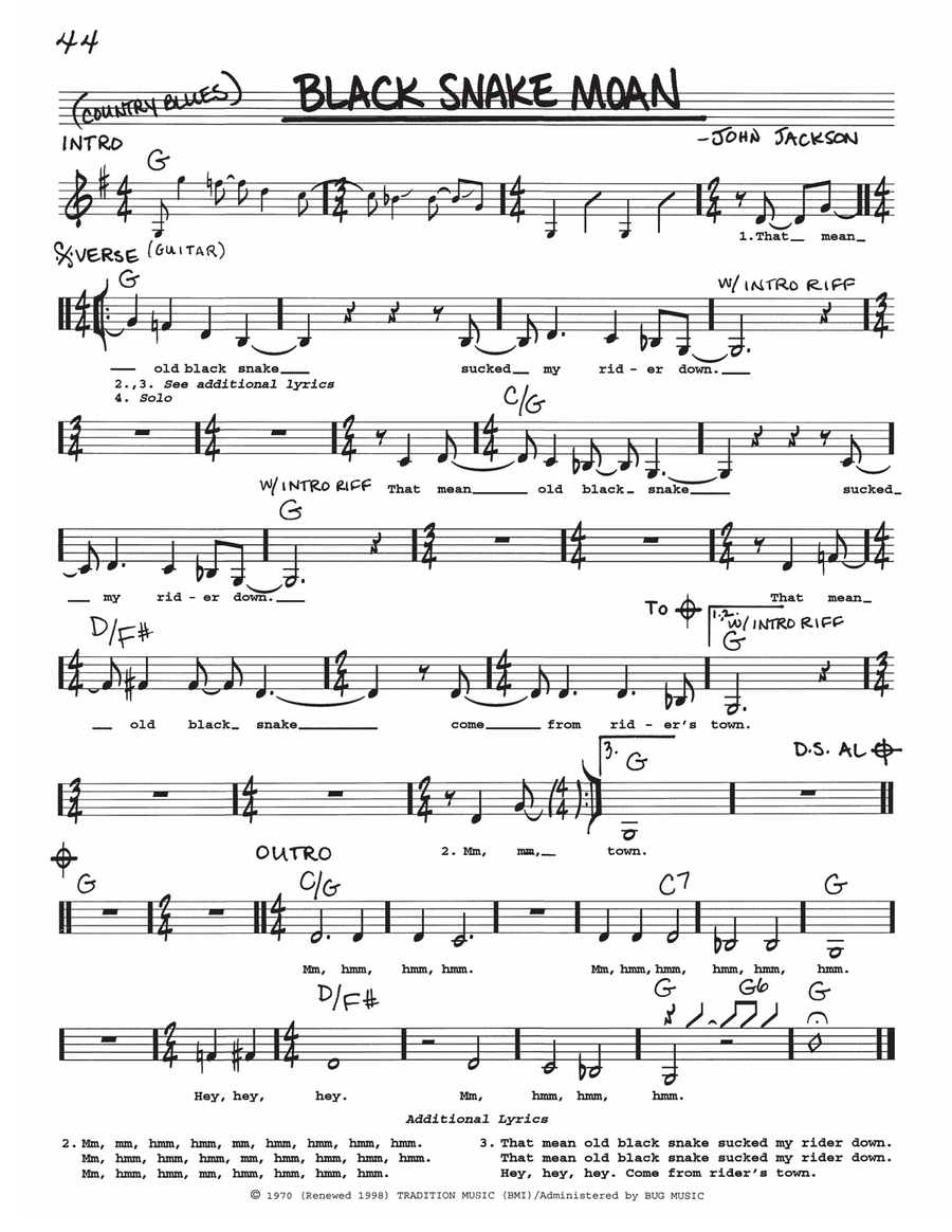 Black Snake Moan Black Snake Moan Voice scores gallery preview page 1