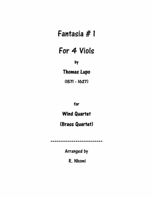 Fantasia #1 For 4 Viols - for Mixed Wind Quartet
