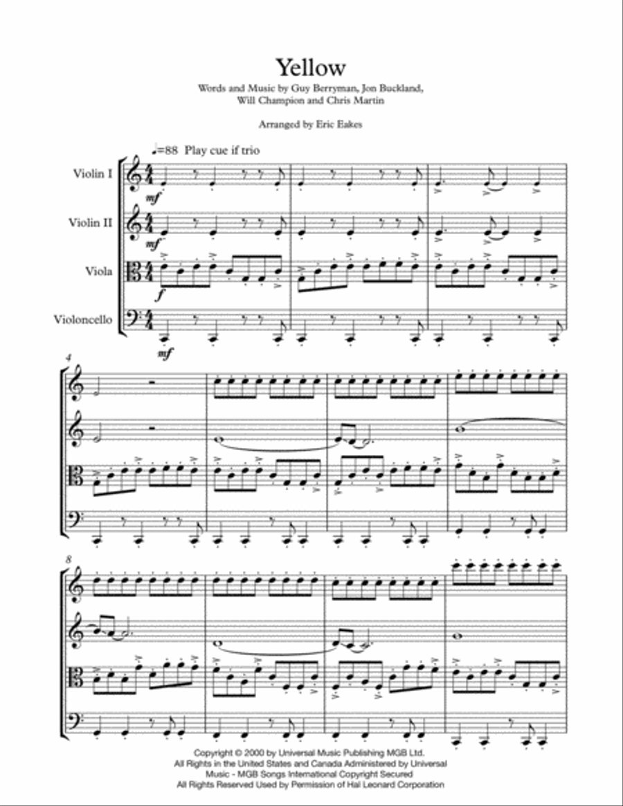 Yellow String Quartet scores gallery preview page 2