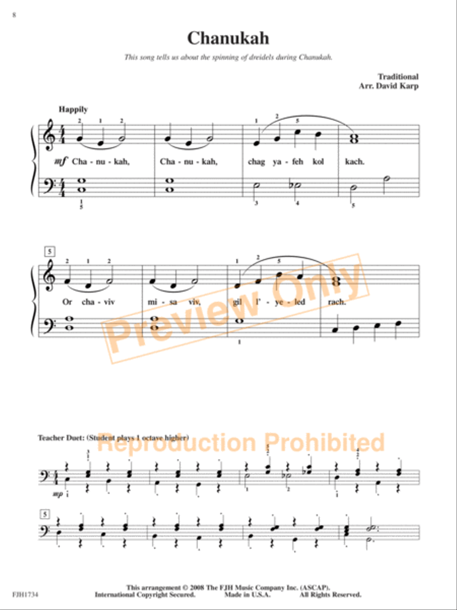 Jewish Festival and Folk Songs, Book Two Piano Method scores gallery preview page 3