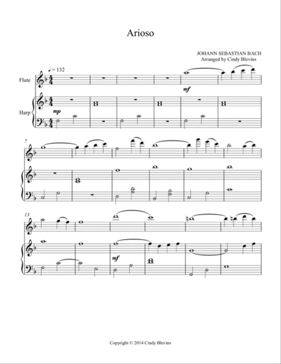 Arioso, for Harp and Flute Flute scores gallery preview page 2