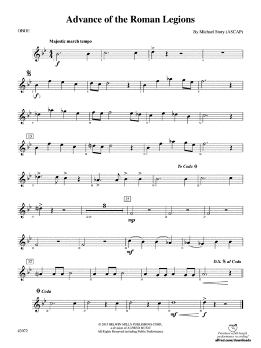 Advance of the Roman Legions: Oboe Concert Band scores gallery preview page 1