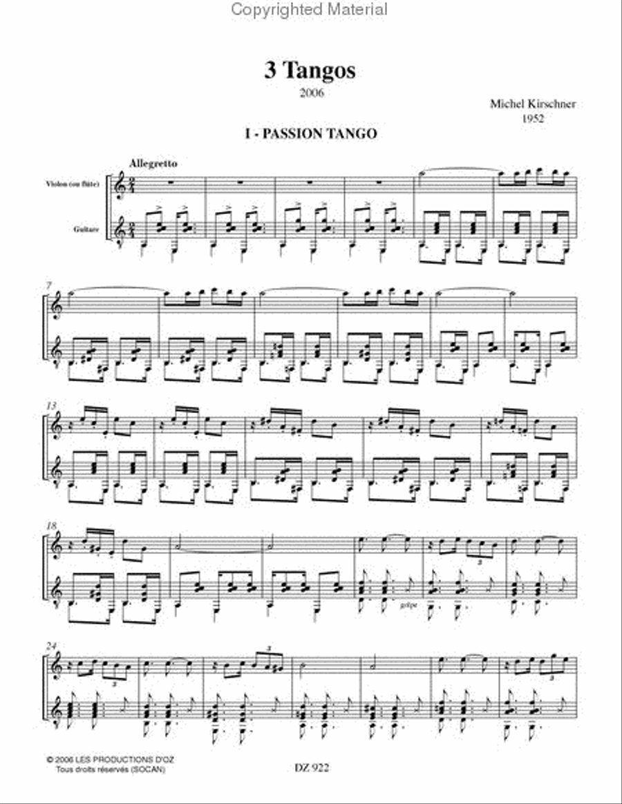 3 Tangos (CD inclus) Flute scores gallery preview page 2