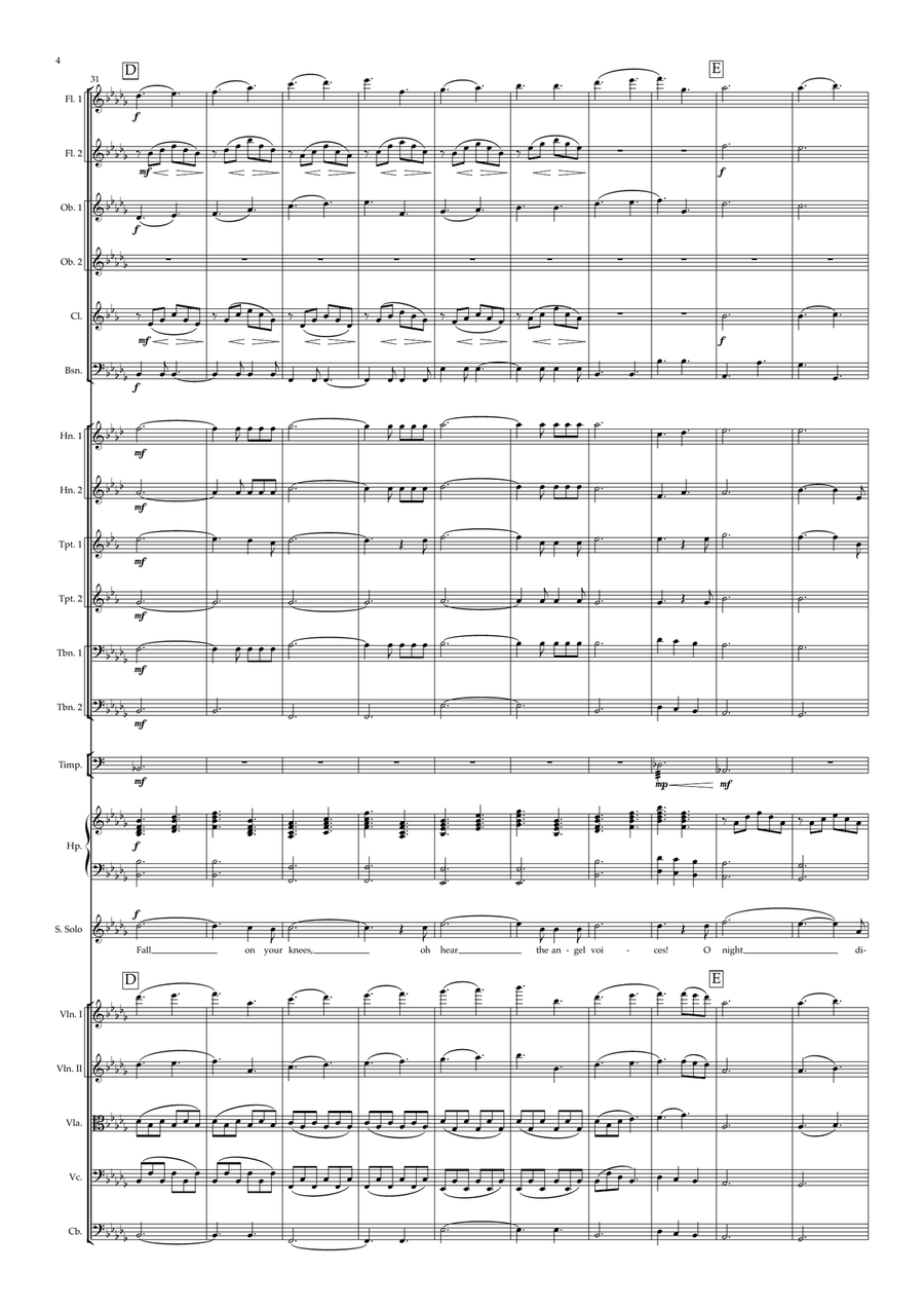 O Holy Night - for soprano solo, choir (SATB) and orchestra - A3/A4 version 4-Part scores gallery preview page 4