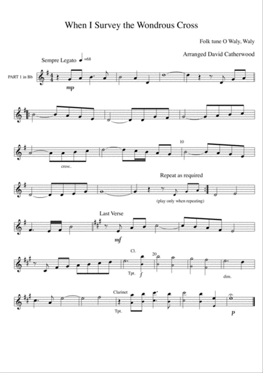 When I Survey the Wondrous Cross (Folk Tune - O Waly, Waly) arr. David Catherwood for Flex. ensemble Concert Band scores gallery preview page 6