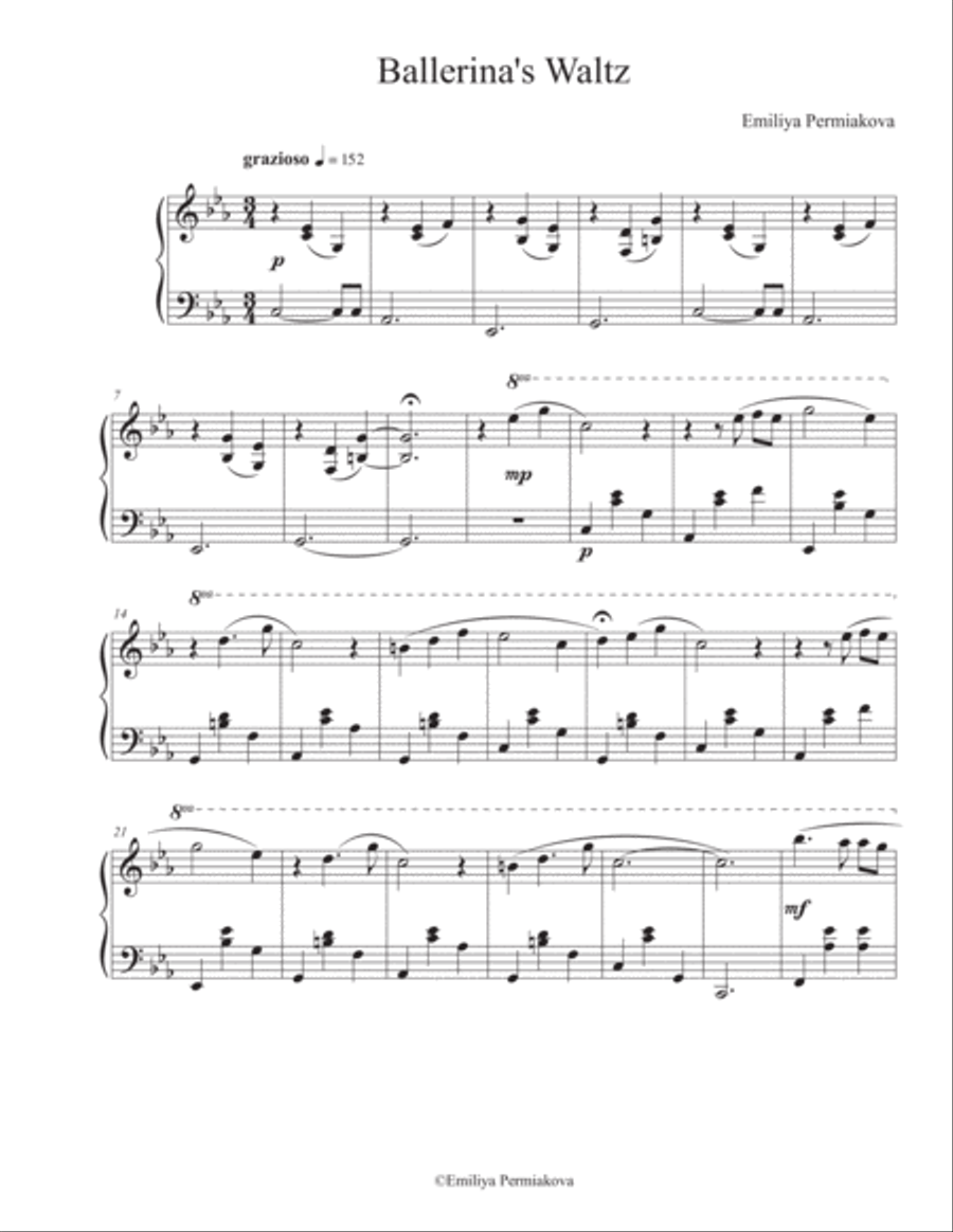 Ballerina's Waltz ( by Emiliya Permiakova ) Piano Solo scores gallery preview page 1