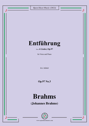 Book cover for Brahms-Entfuhrung,Op.97 No.3 in c minor,for Voice and Piano