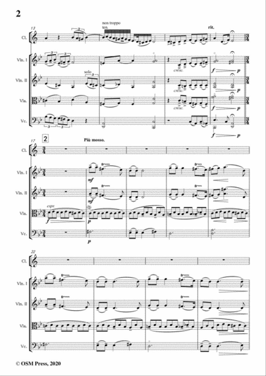 Krein-Esquisses hébraïques,Op.12,for Clarinet and String Quartet Clarinet scores gallery preview page 4