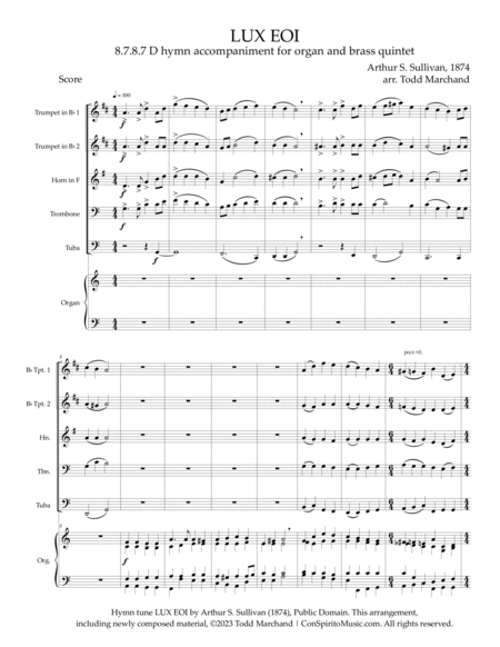 LUX EOI — festival hymn accompaniment for organ, brass quintet image number null