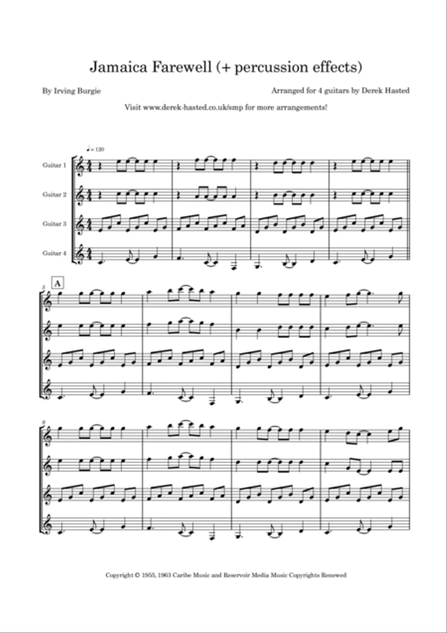 Jamaica Farewell Guitar Ensemble scores gallery preview page 4