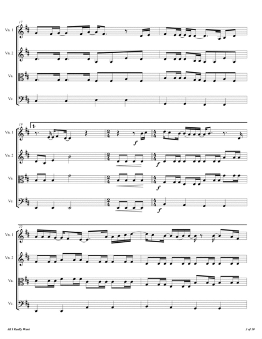 All I Really Want String Quartet scores gallery preview page 4