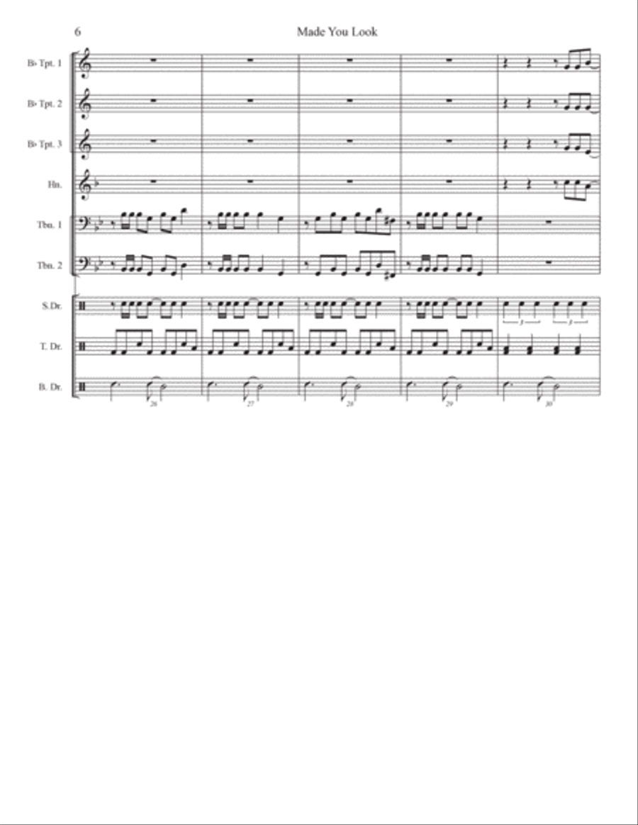 Made You Look Marching Band scores gallery preview page 6