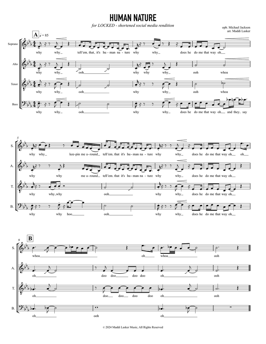 Human Nature 4-Part scores gallery preview page 1
