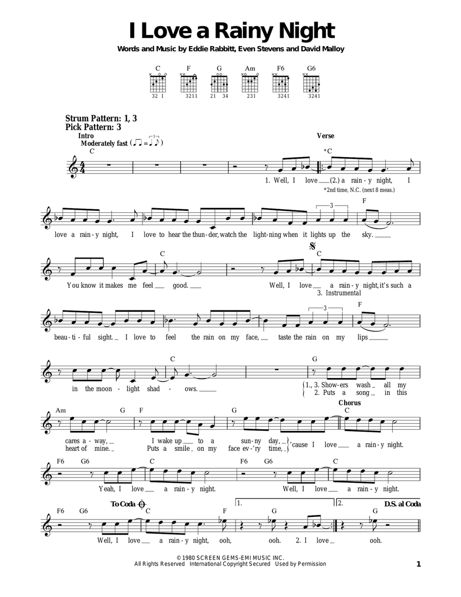 I Love A Rainy Night Acoustic Guitar scores gallery preview page 1