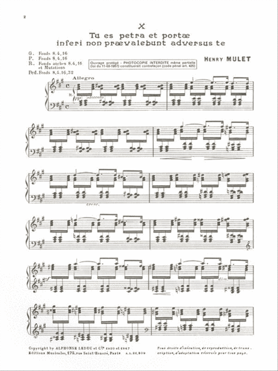 Tu Es Petra (organ) Tu Es Petra (organ) Organ scores gallery preview page 2