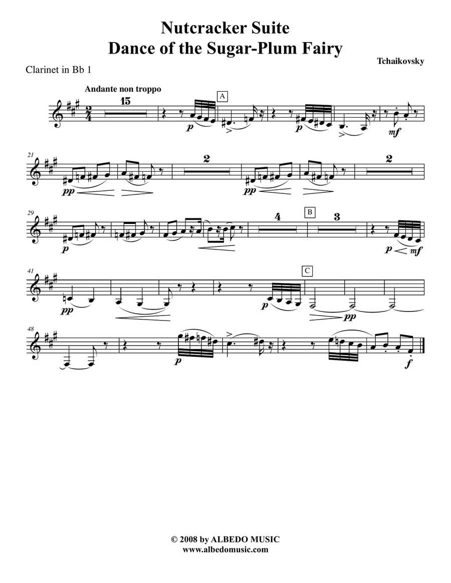 Tchaikovsky Nutcracker Suite - Clarinet in Bb 1 (Transposed Part), Op.71a