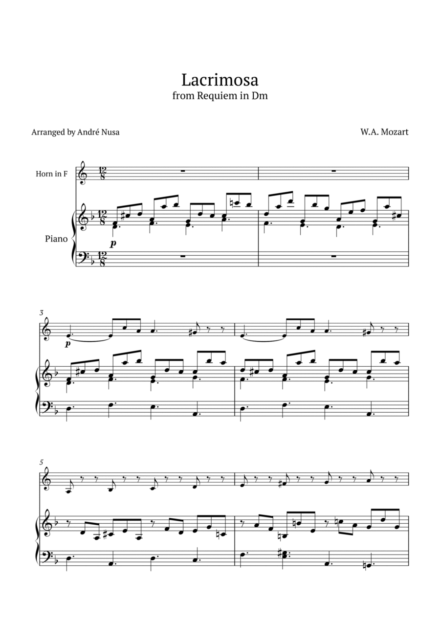 Lacrimosa Lacrimosa Chamber Music scores gallery preview page 1