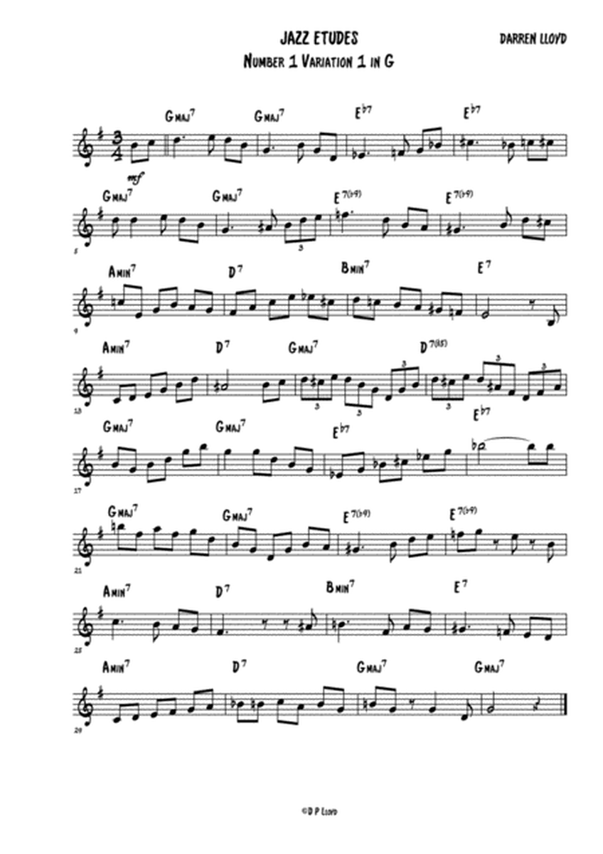 12 melodic intermediate jazz studies for Clarinet