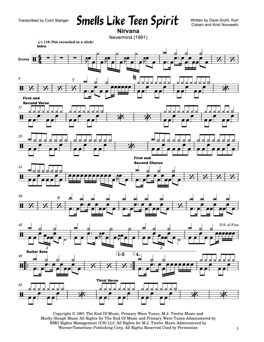 Smells Like Teen Spirit Smells Like Teen Spirit Drum Set scores gallery preview page 1