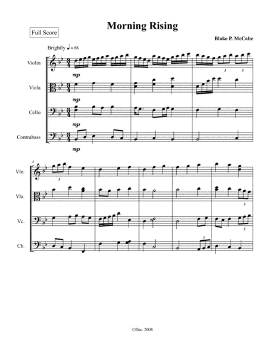 Morning Rising String Quartet scores gallery preview page 1