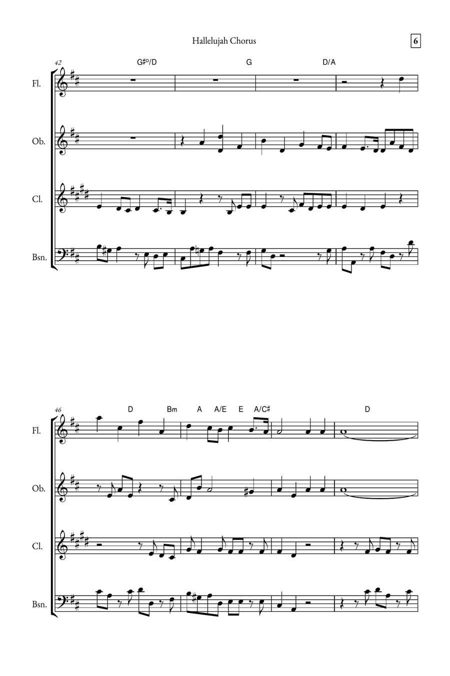 Hallelujah Chorus Woodwind Quartet scores gallery preview page 6