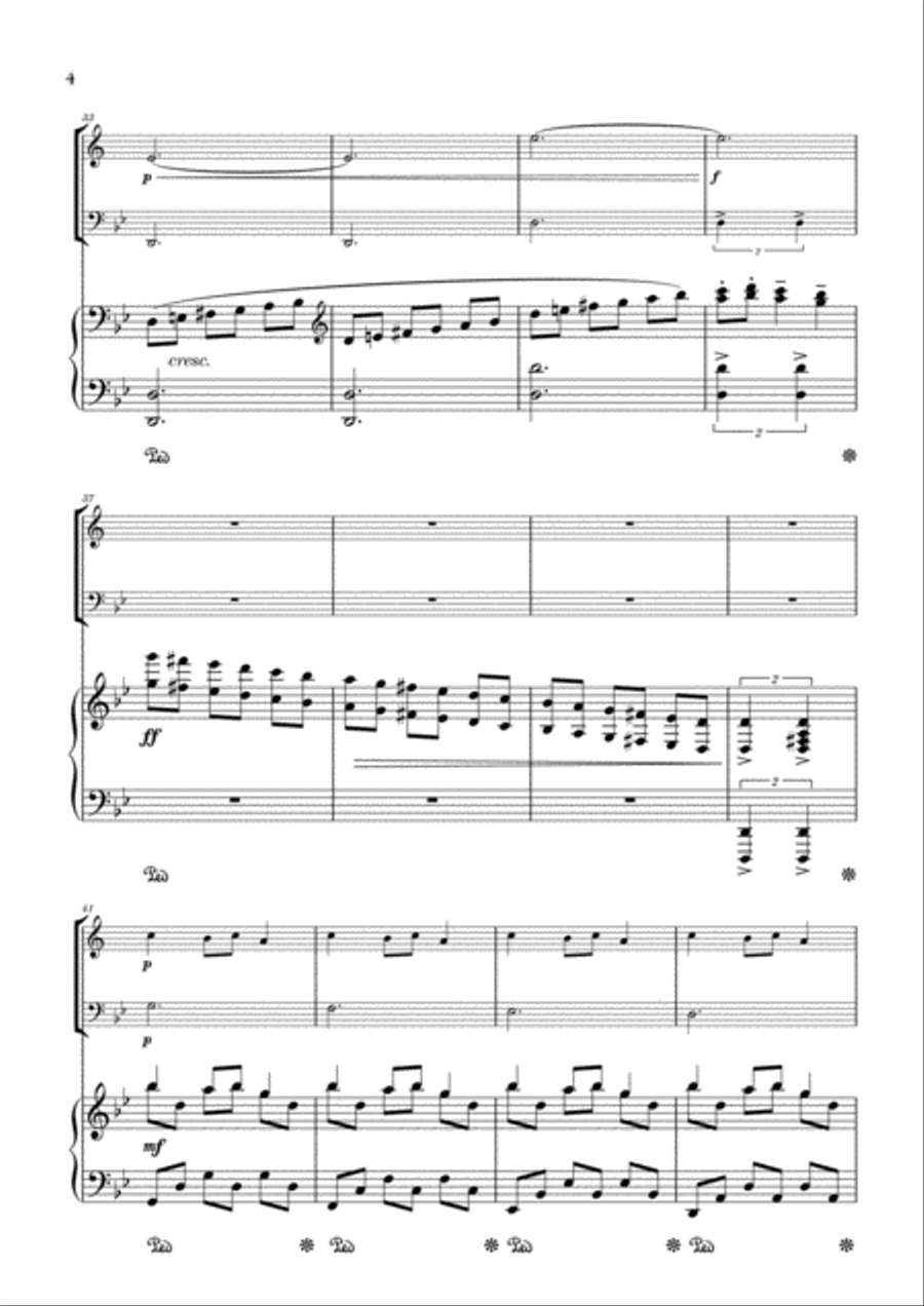 Carol of the Bells (for Trumpet, Trombone and Piano) Piano, Vocal, Guitar scores gallery preview page 4