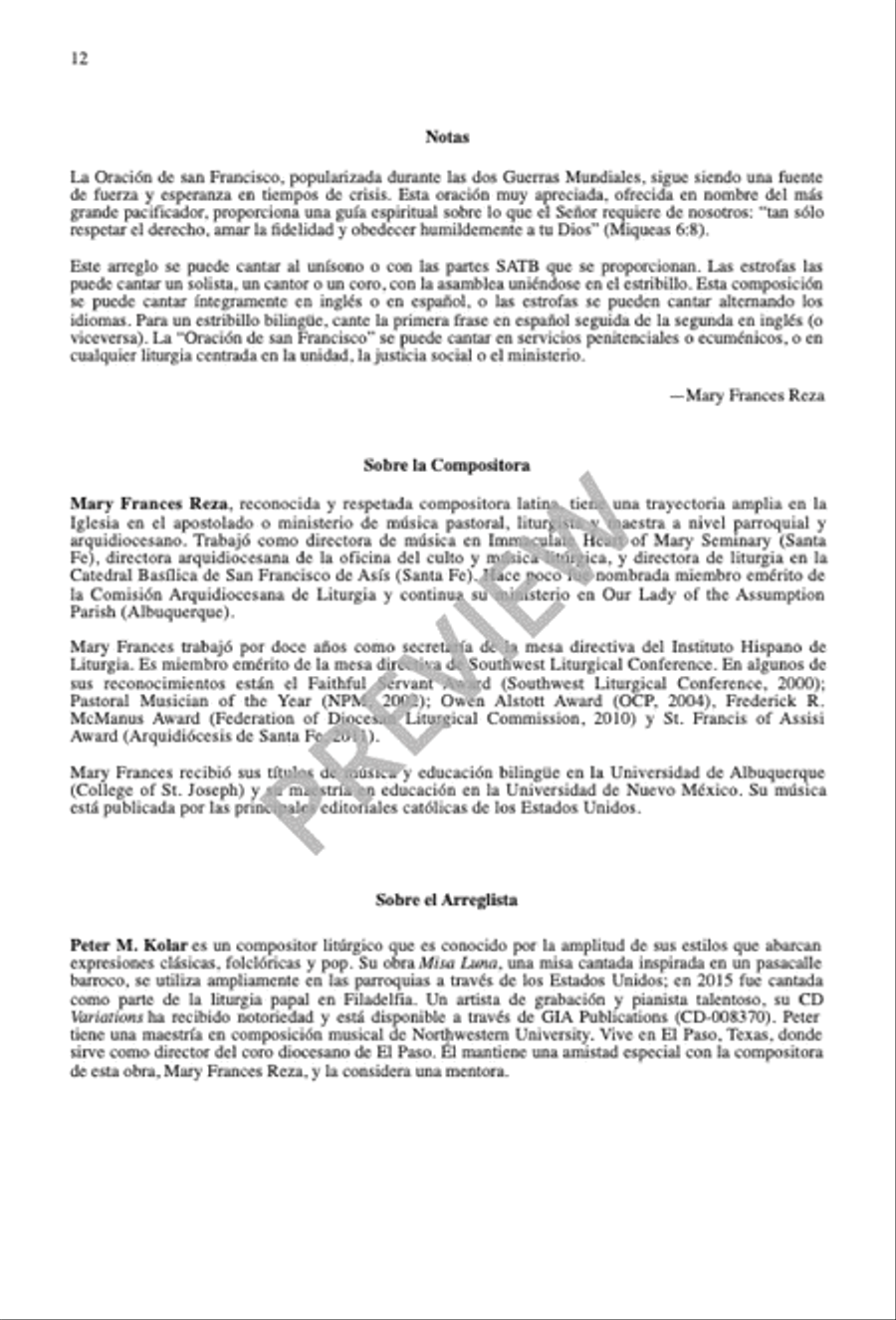 Oración de San Francisco / Prayer of Saint Francis 4-Part scores gallery preview page 13