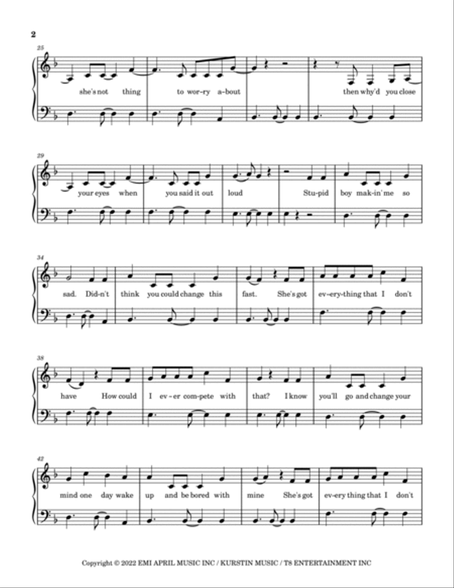 She's All I Wanna Be Easy Piano scores gallery preview page 2