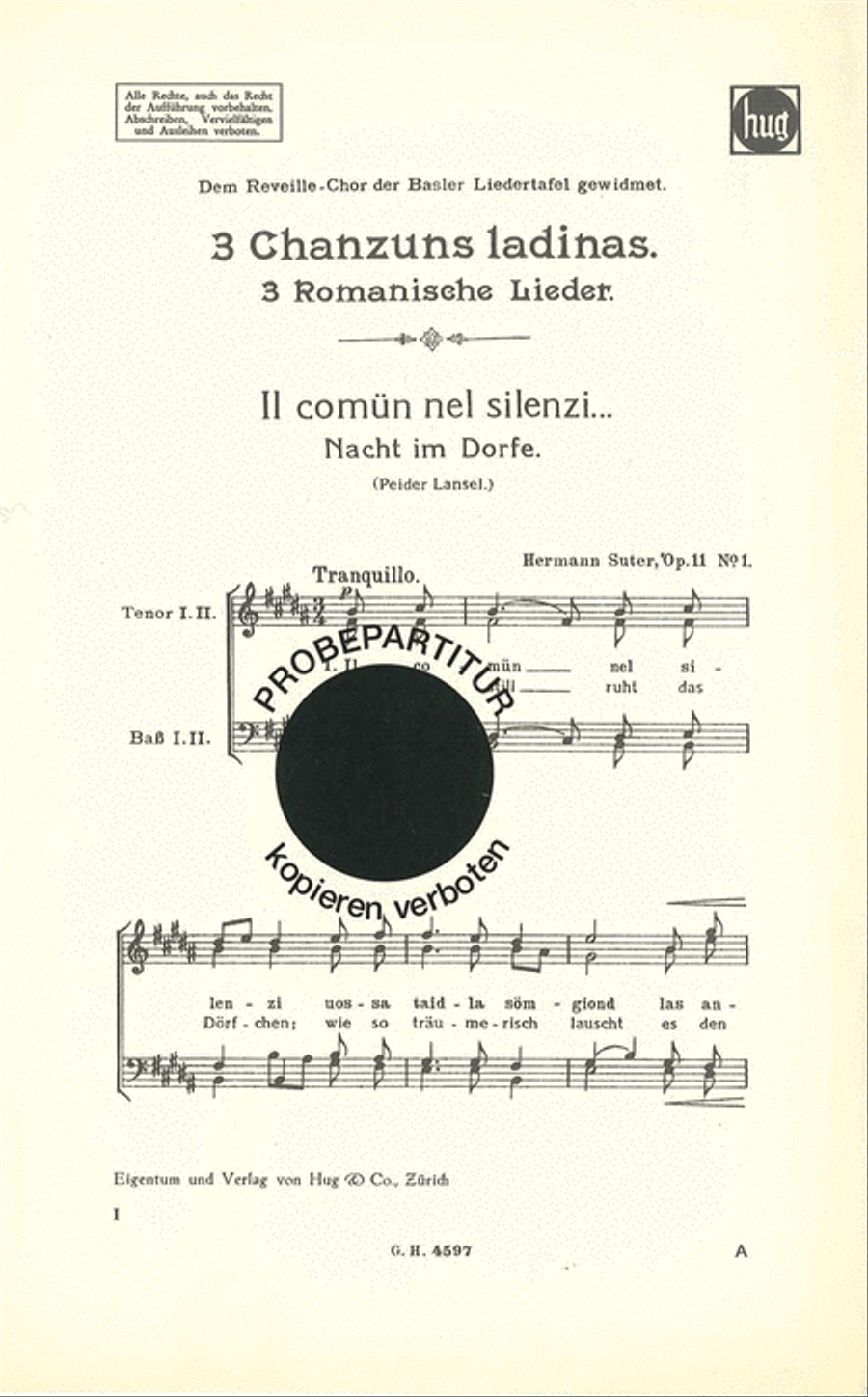 Il comun nel silenzi Il comun nel silenzi Men's Choir scores gallery preview page 1