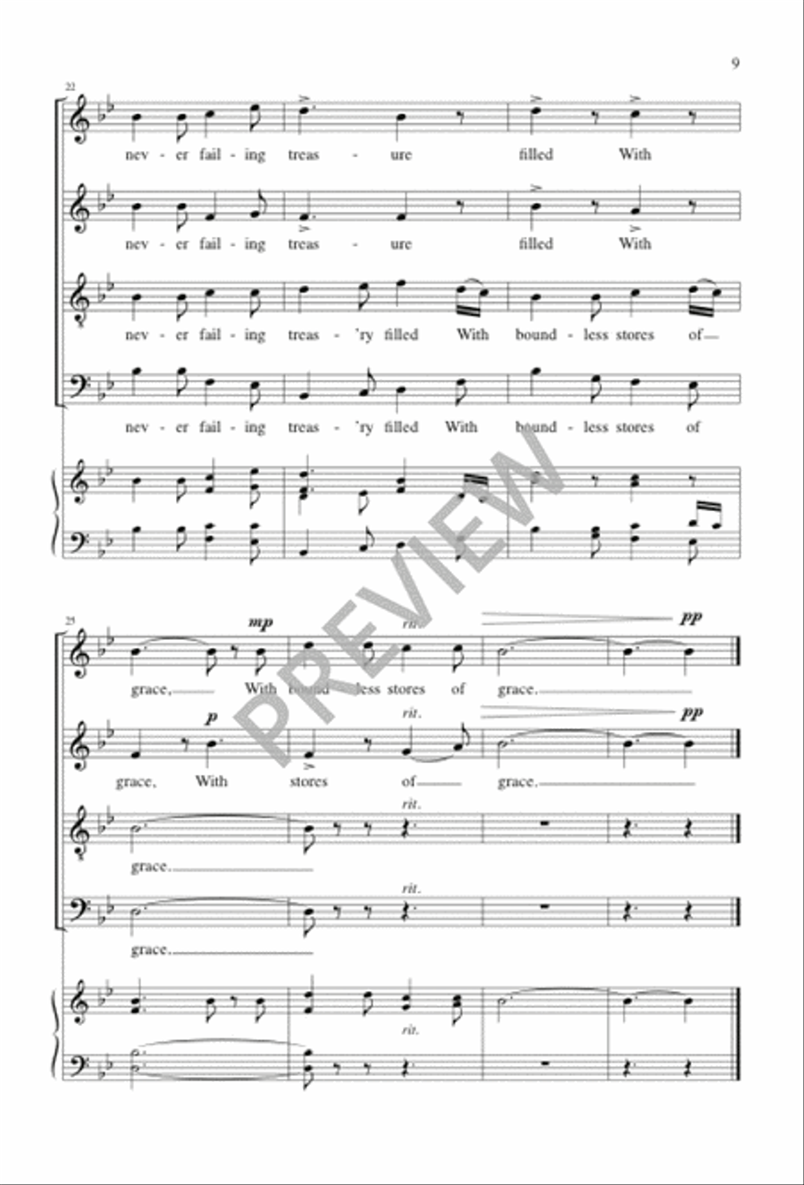 Three Hymn Arrangements from Sacred Harp 4-Part scores gallery preview page 9