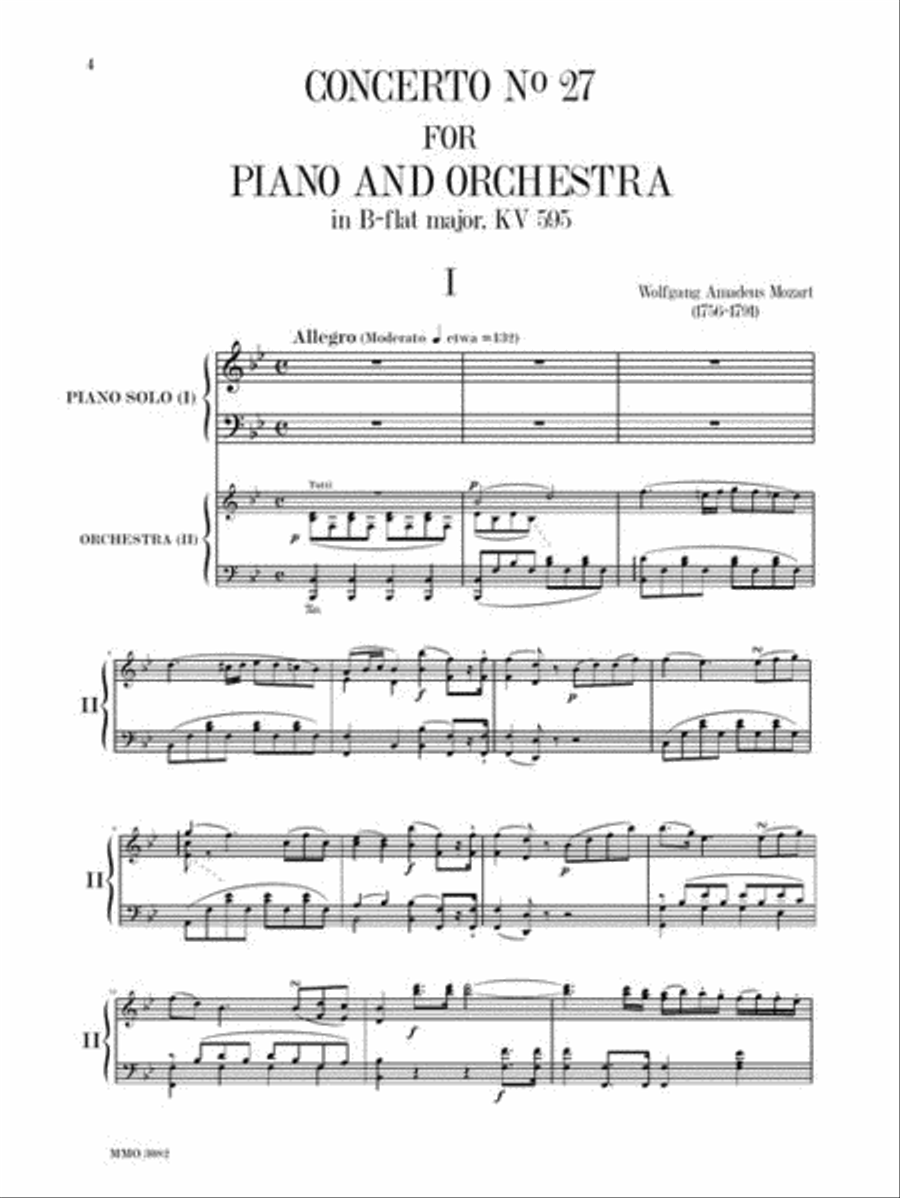Mozart – Piano Concerto No. 27 in B-flat Major, KV595 Piano Solo scores gallery preview page 4