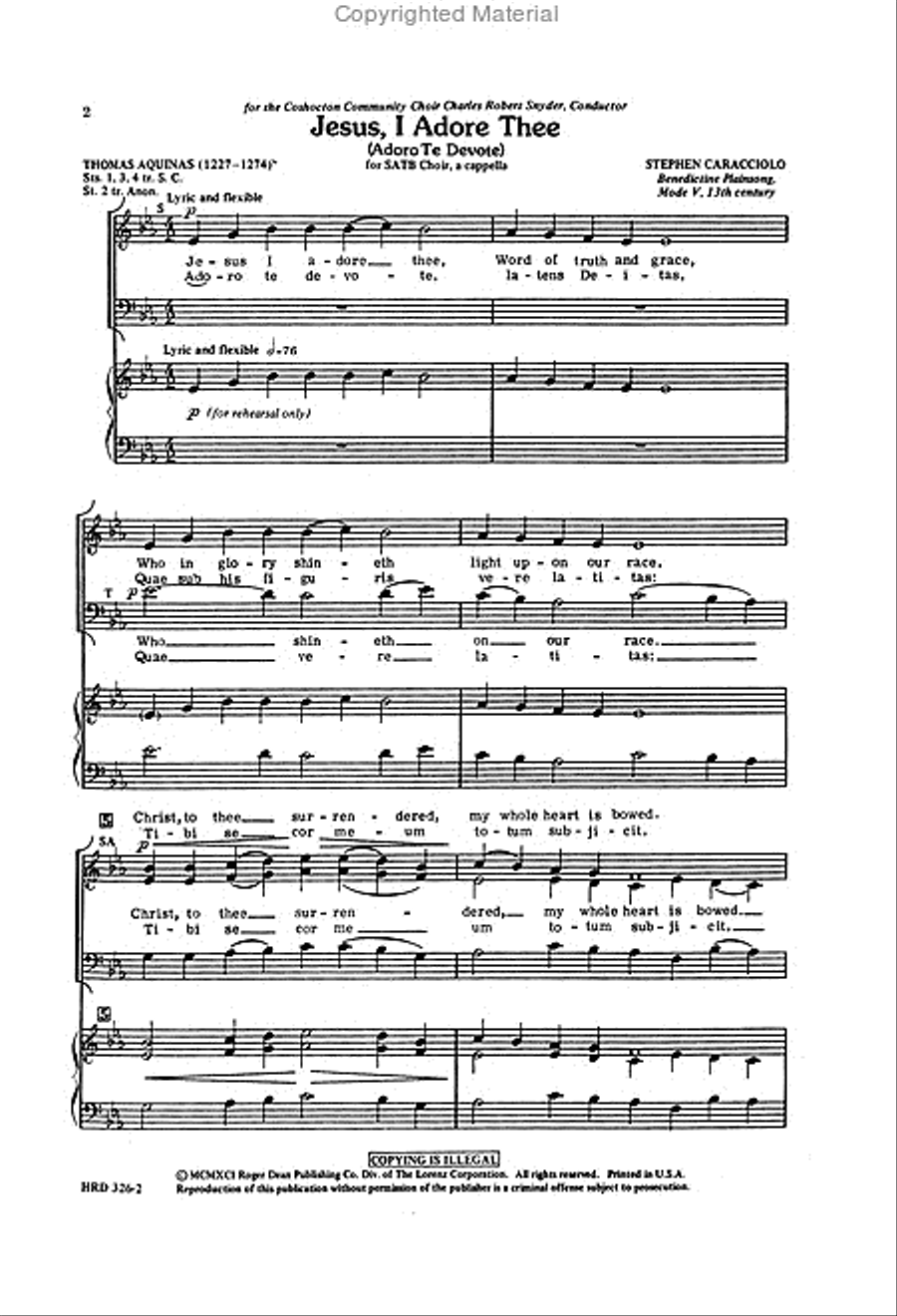 Jesus, I Adore Thee 4-Part scores gallery preview page 2