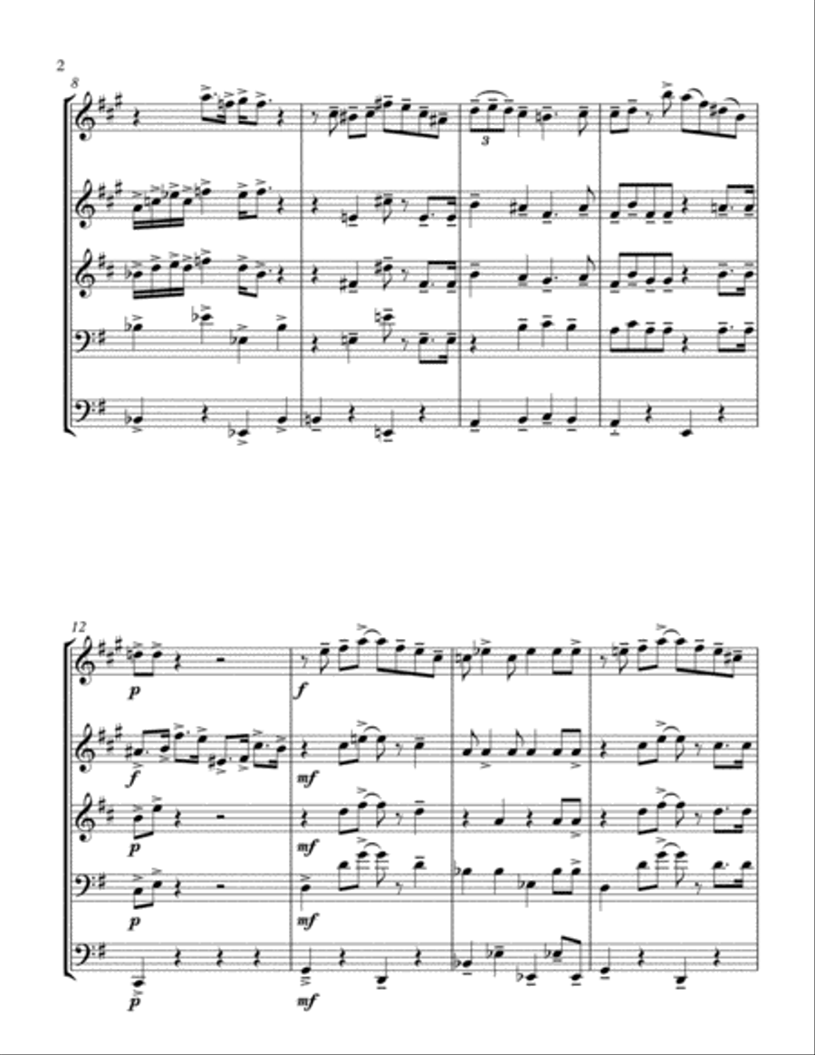 THE PEARLS. composer JELLY ROLL MORTON. arrenged by KHUUSHAAN BATZAYA Brass Ensemble scores gallery preview page 2