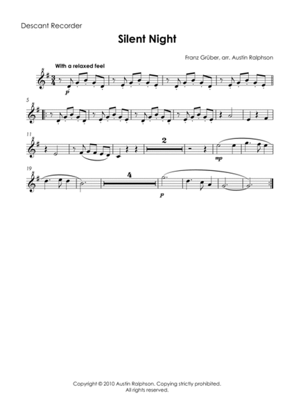 Silent Night - recorder quintet image number null