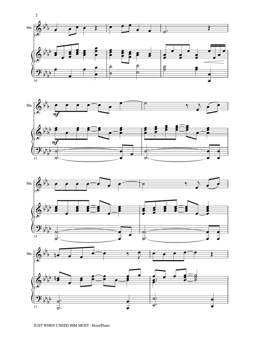 6 BEAUTIFUL HYMNS, Set III & IV (Duets - Horn in F and Piano with Parts) Brass Duet scores gallery preview page 4