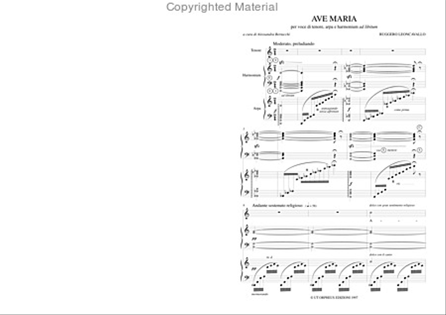 Ave Maria for Tenor, Harp and Harmonium ad libitum Harp scores gallery preview page 2