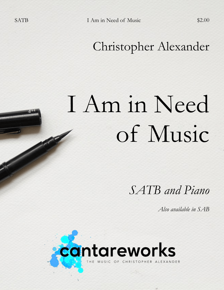 I Am in Need of Music (SATB) 4-Part scores gallery preview page 1