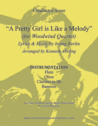 Book cover for A Pretty Girl is Like a Melody (for Woodwind Quartet)